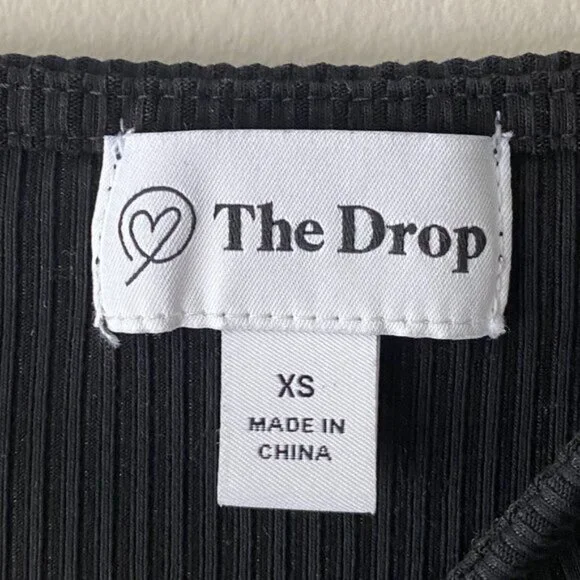 The Drop Jody Black Square Neck Fitted Rib Tank Top - Picture 3 of 9